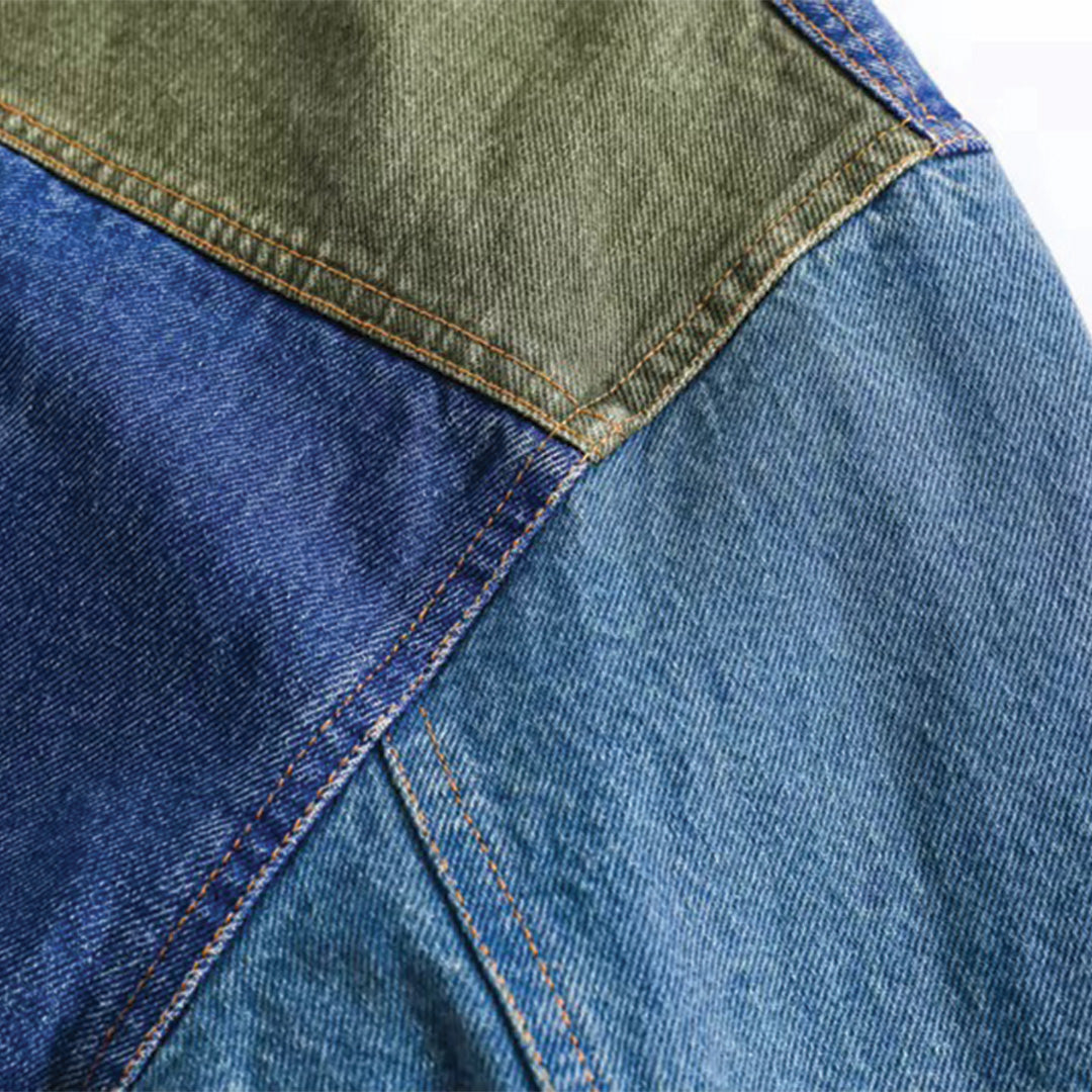 Patchwork Cargo Denim Jakke