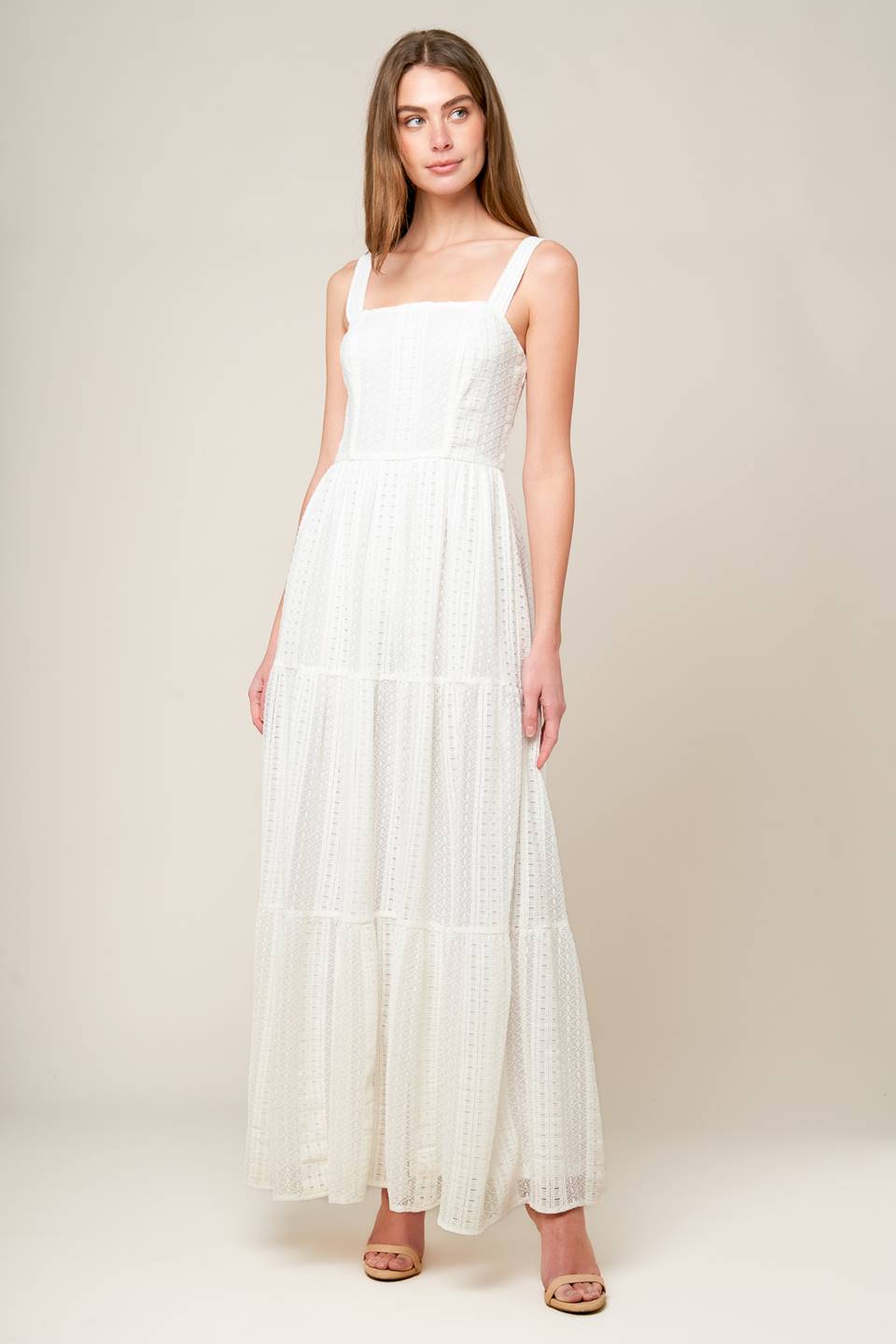 After the Rain White Lace Maxi Dress