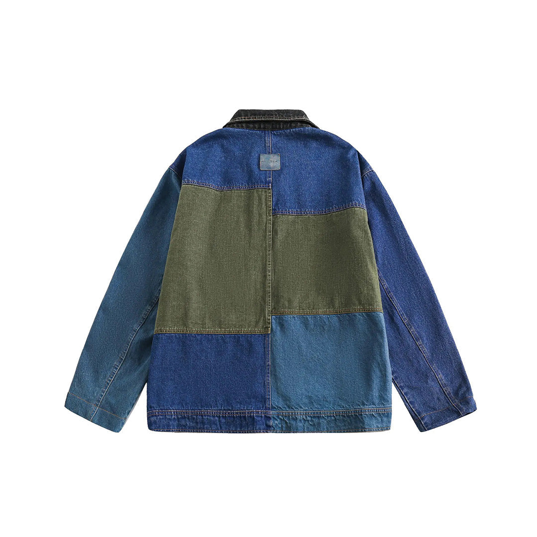 Patchwork Cargo Denim Jakke