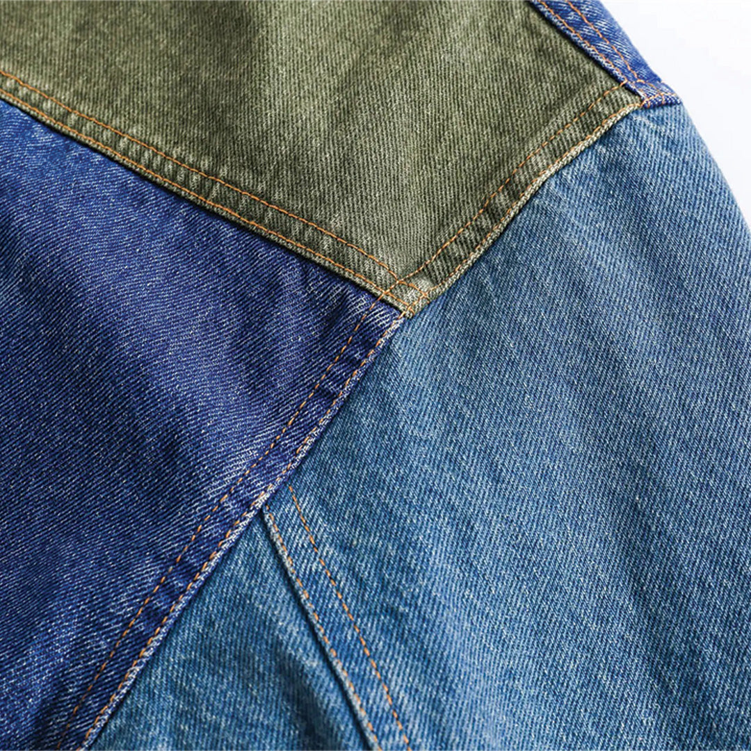 Patchwork Cargo Denim Jakke