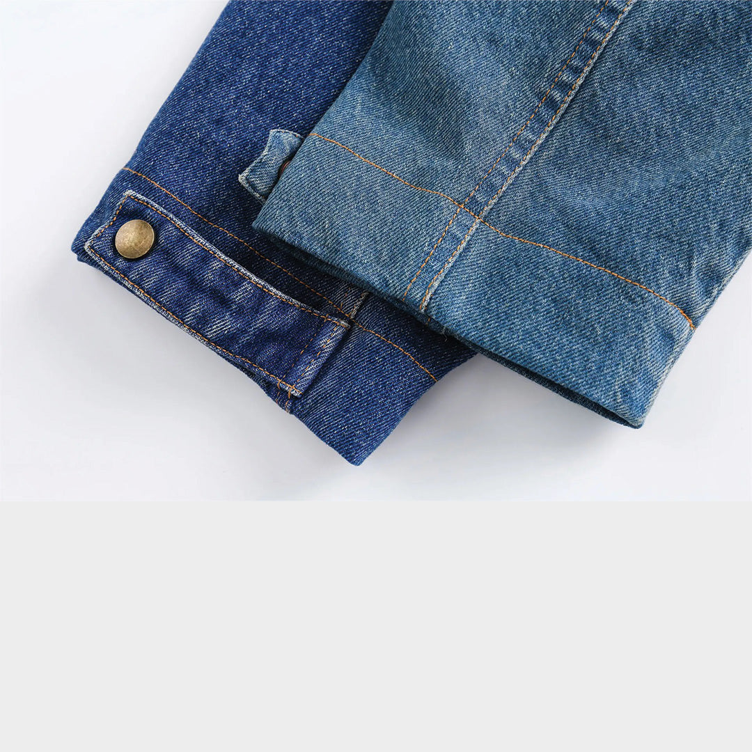 Patchwork Cargo Denim Jakke