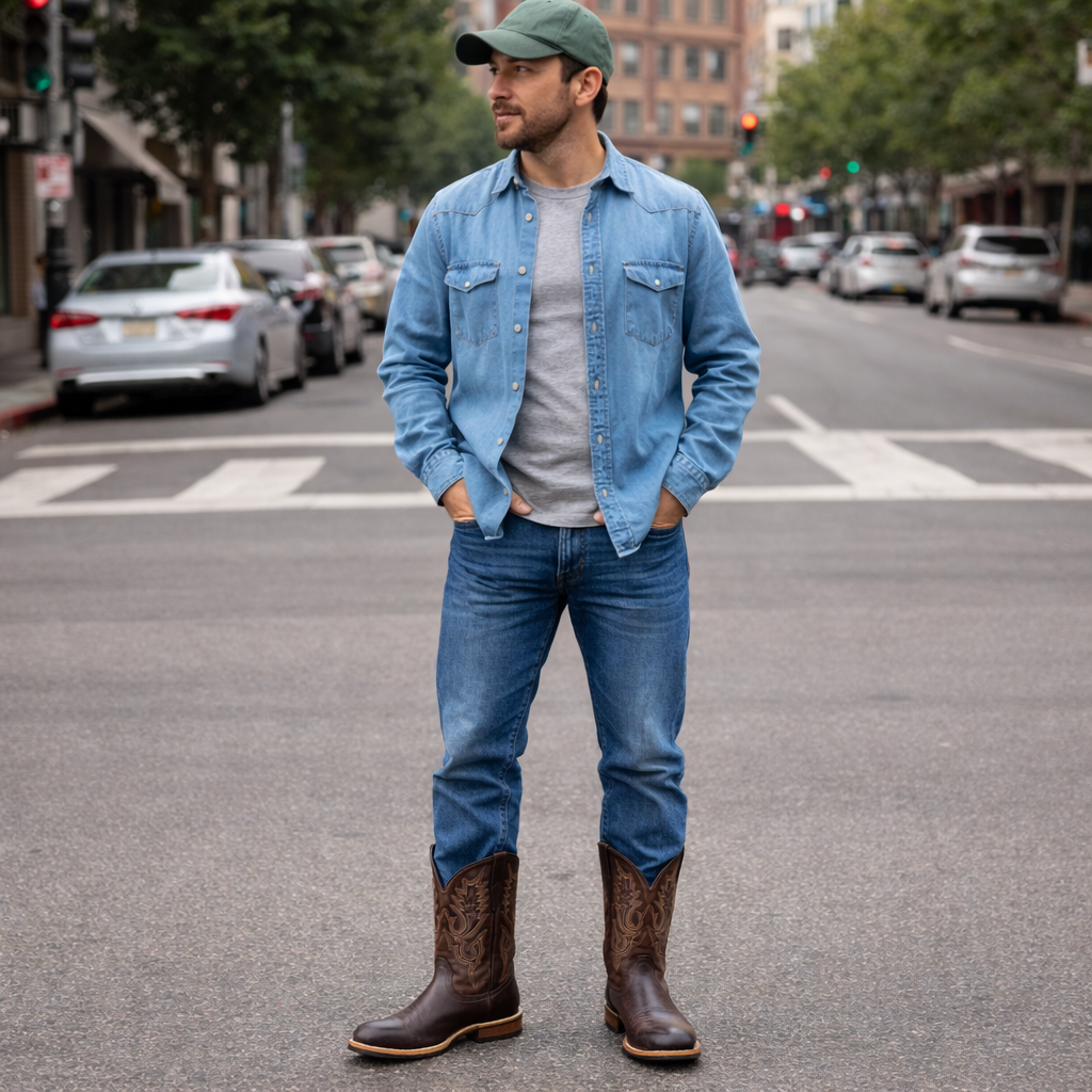 Heren Rusty Western Laarsjes