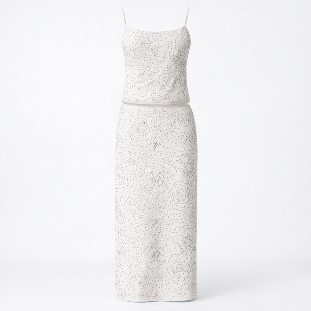 Women’s White Beaded Tank Top - Sleeveless