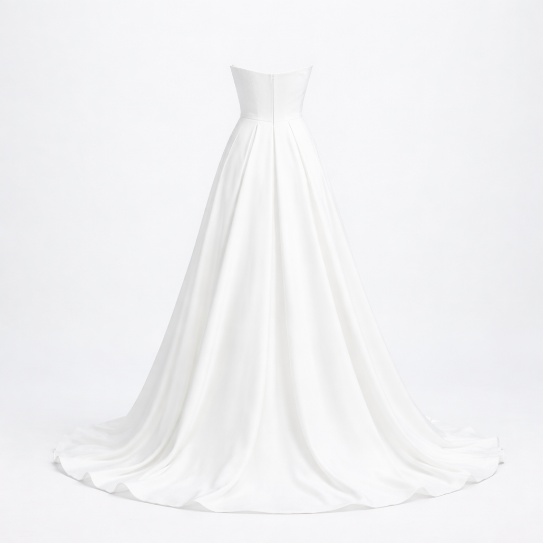 Women’s White Strapless Bridal Gown - Front Slit