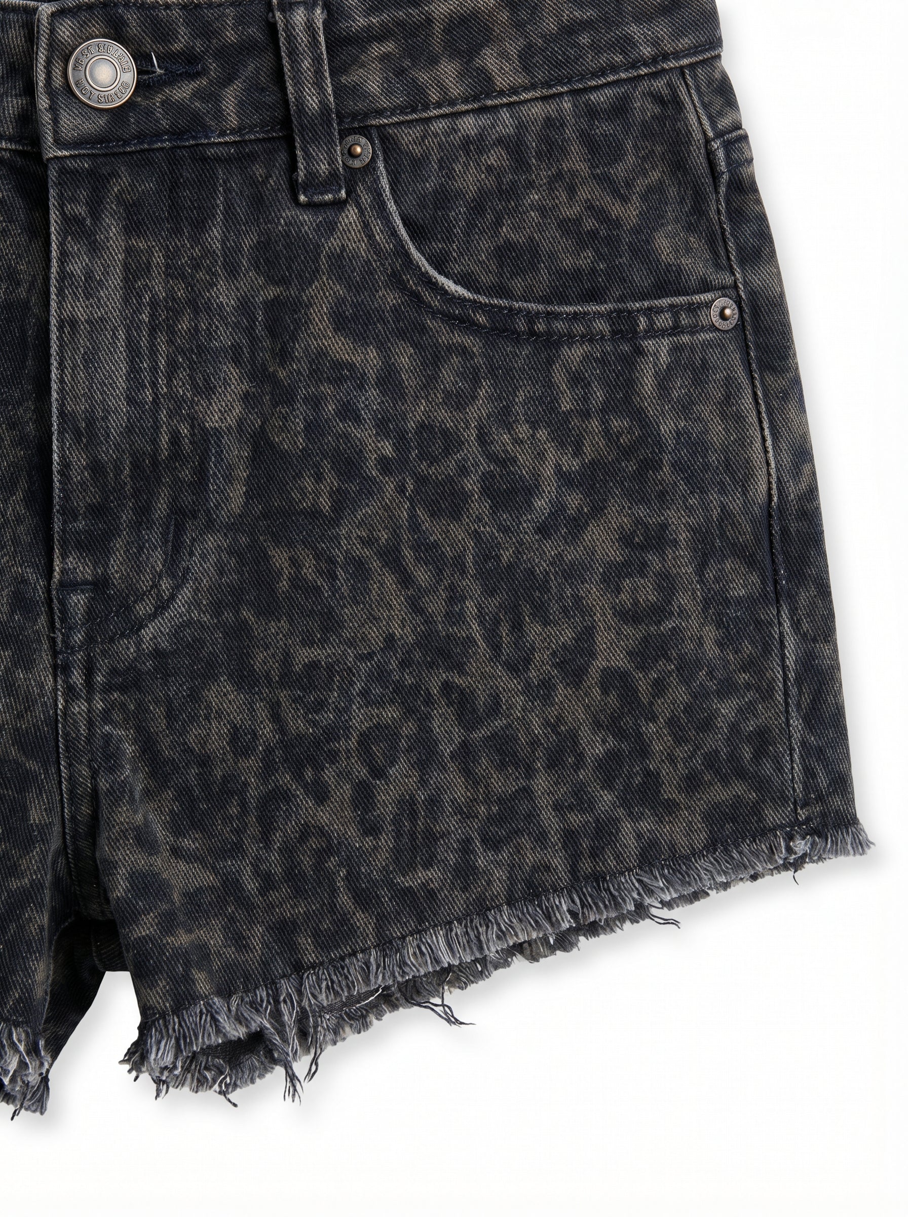 Leopard Print Distressed Denim Hot Pants