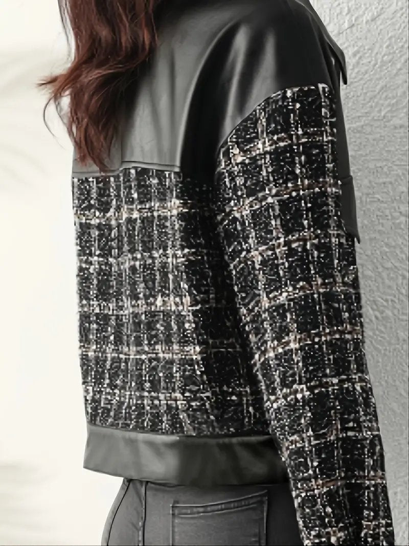 Women's Leather and Tweed Jacket - Cynthia