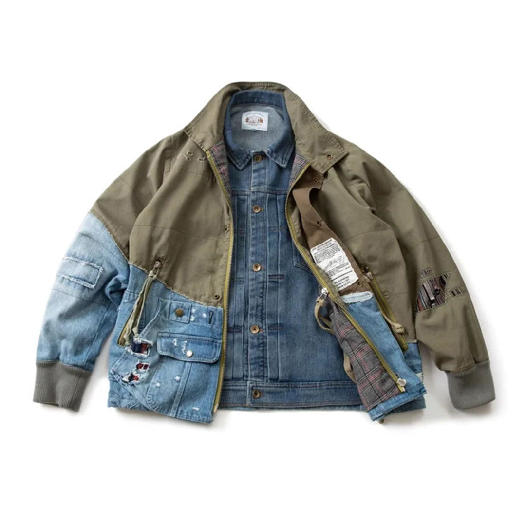 Patchwork Cargo Denim Jacket