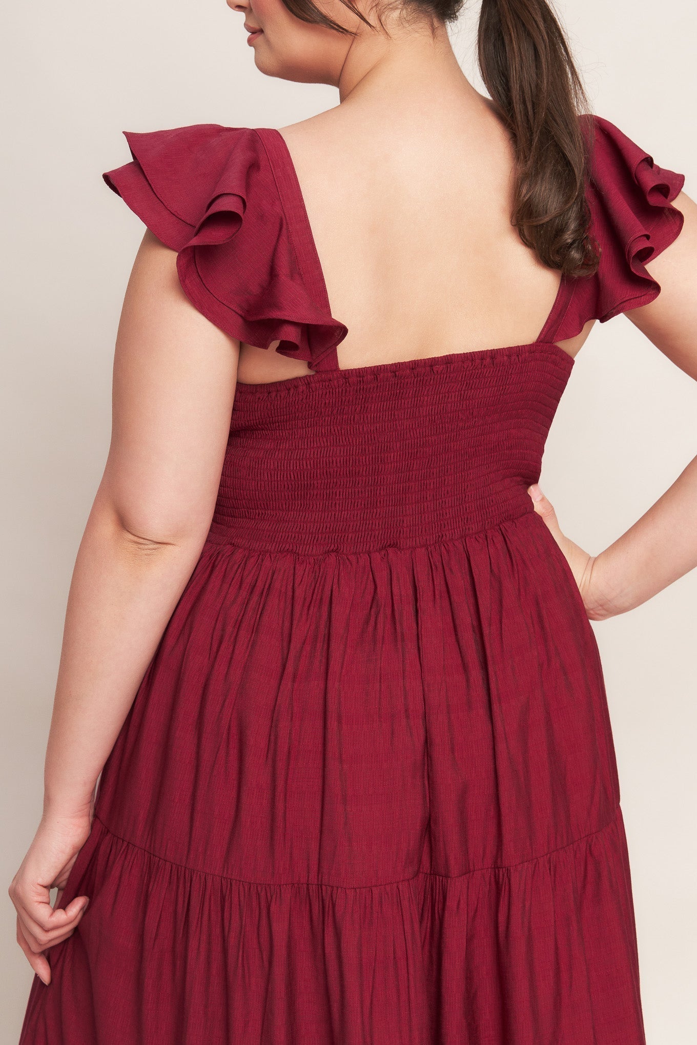 Deep Red Woven Maxi Dress