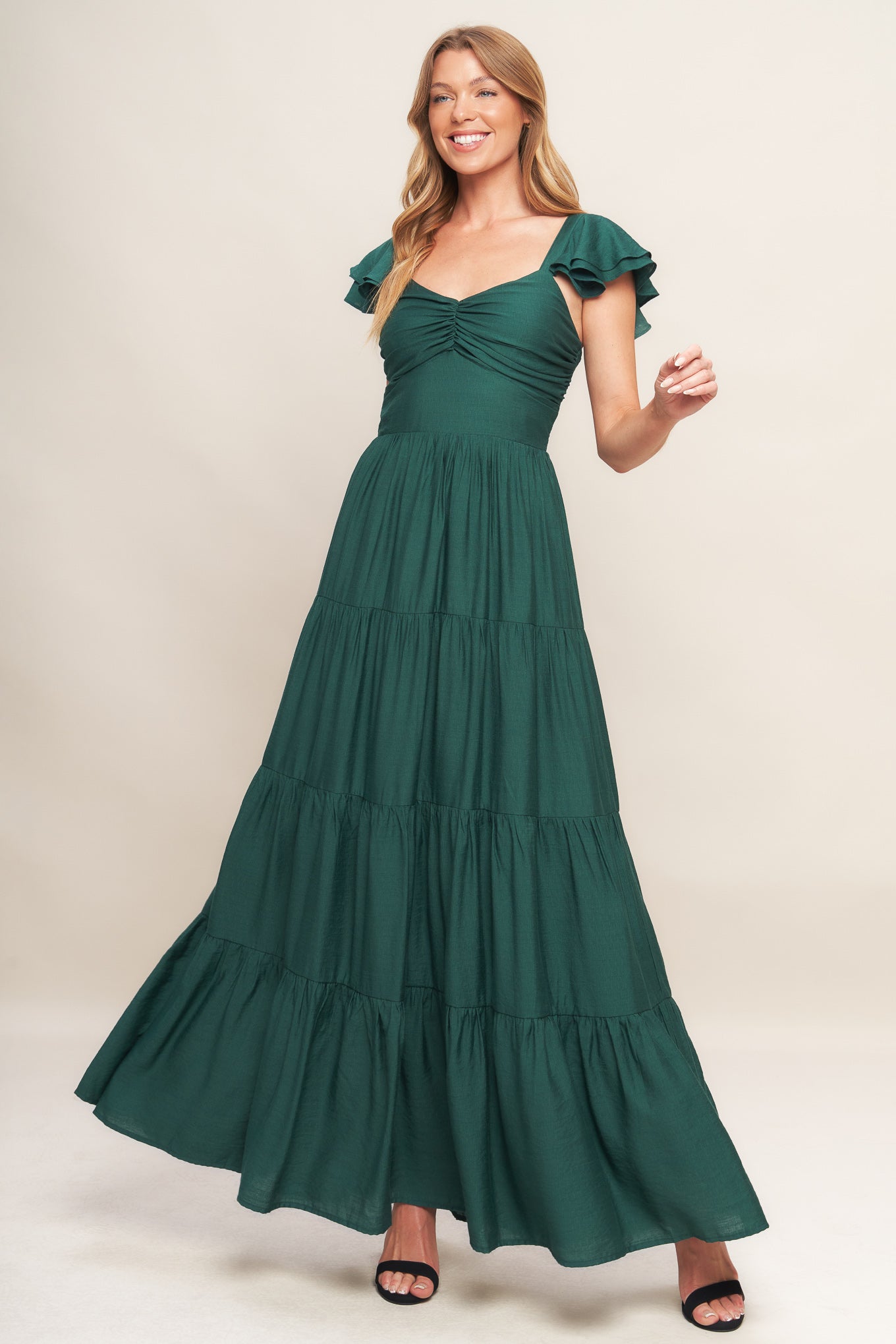 Summer Milk Forest Green Woven Maxi Dress