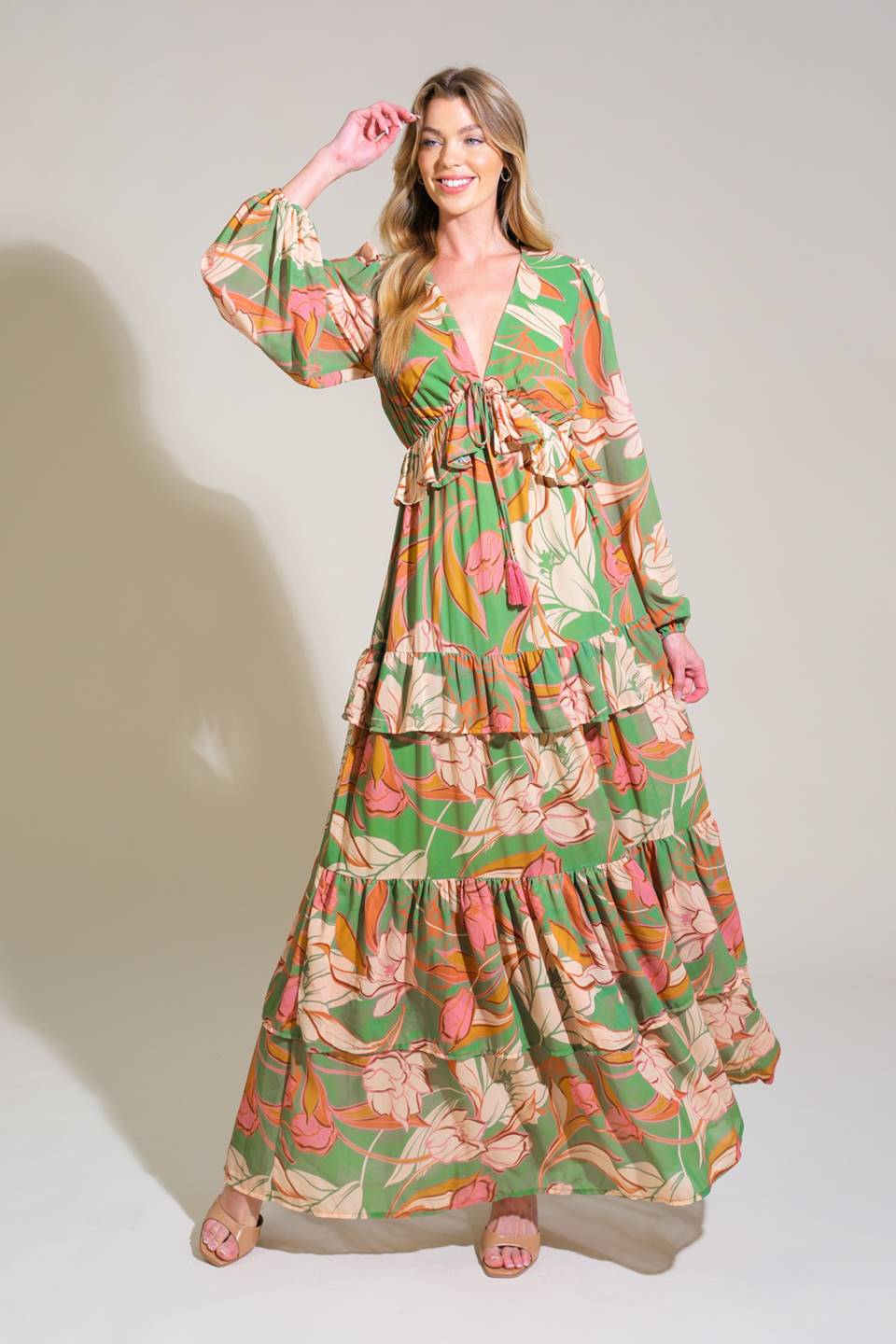Graceful Steps Woven Maxi Dress.