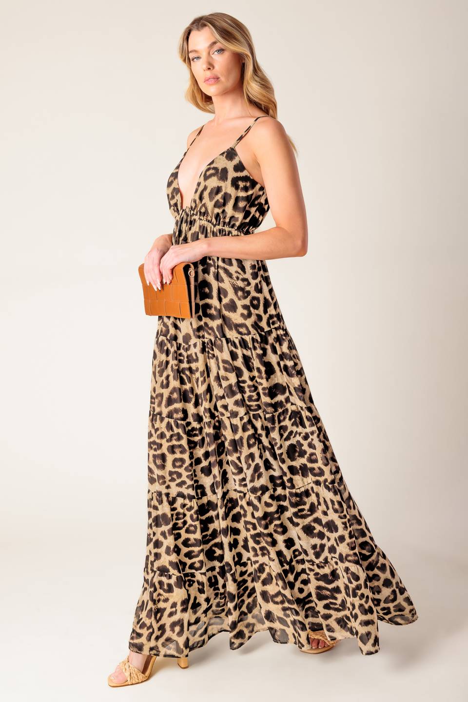Leopard Print Woven Maxi Dress