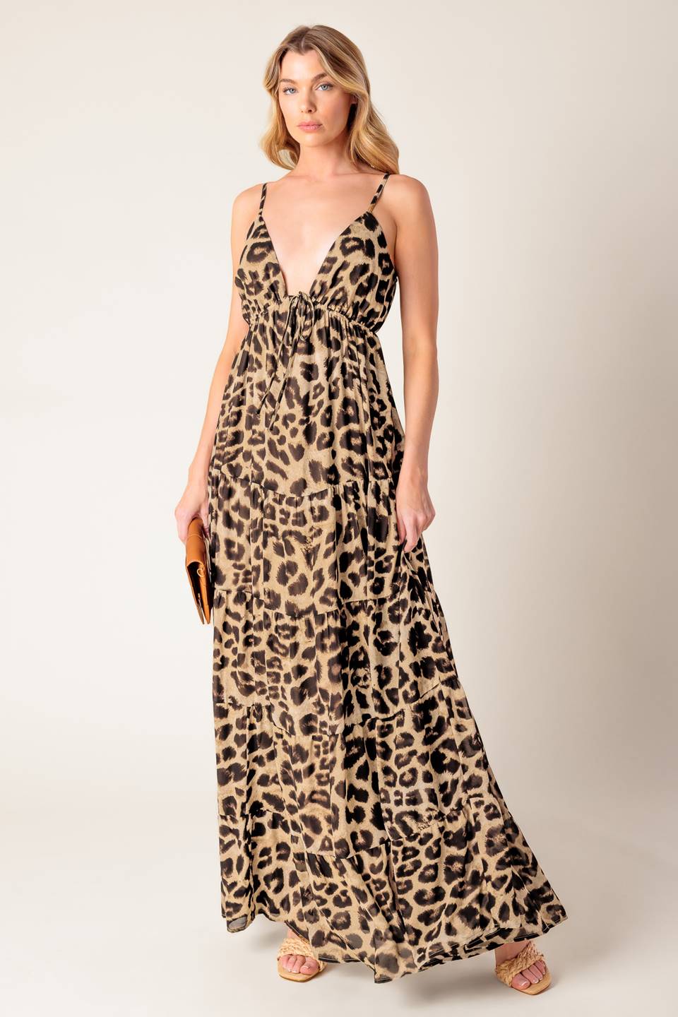 Leopard Print Woven Maxi Dress