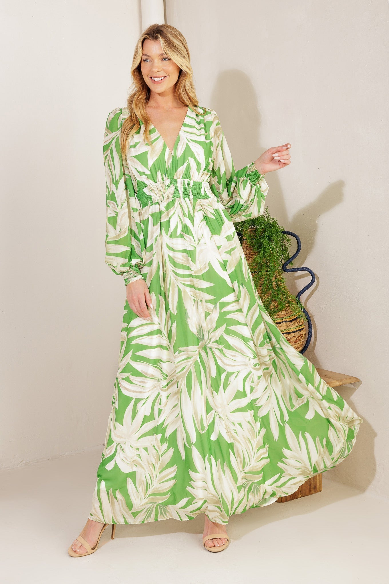 Leaves of Tomorrow Woven Maxi Dress
