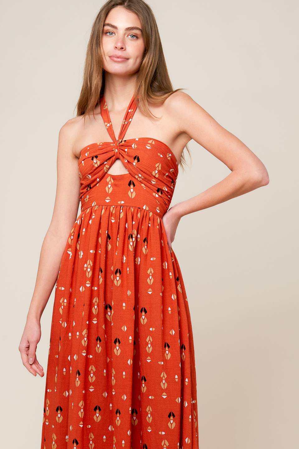 Terracotta Woven Maxi Dress