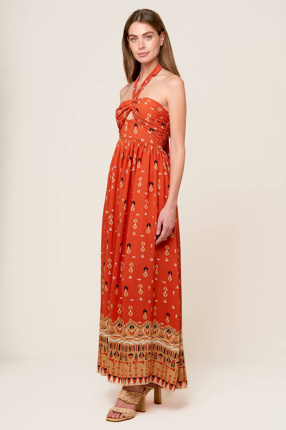 Terracotta Woven Maxi Dress