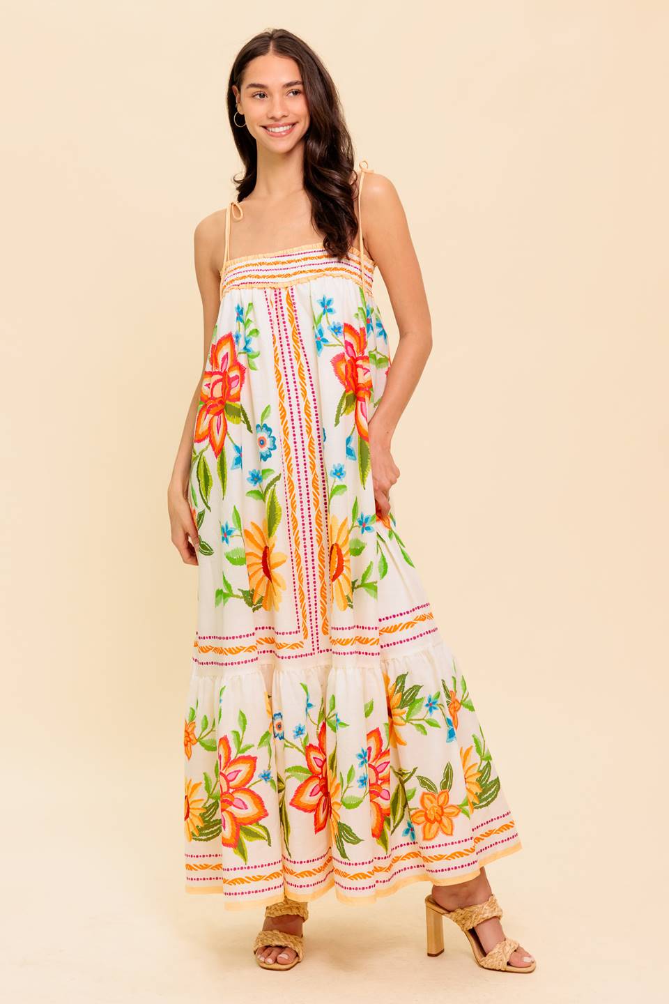 Said & Done Ivory Woven Maxi Dress-