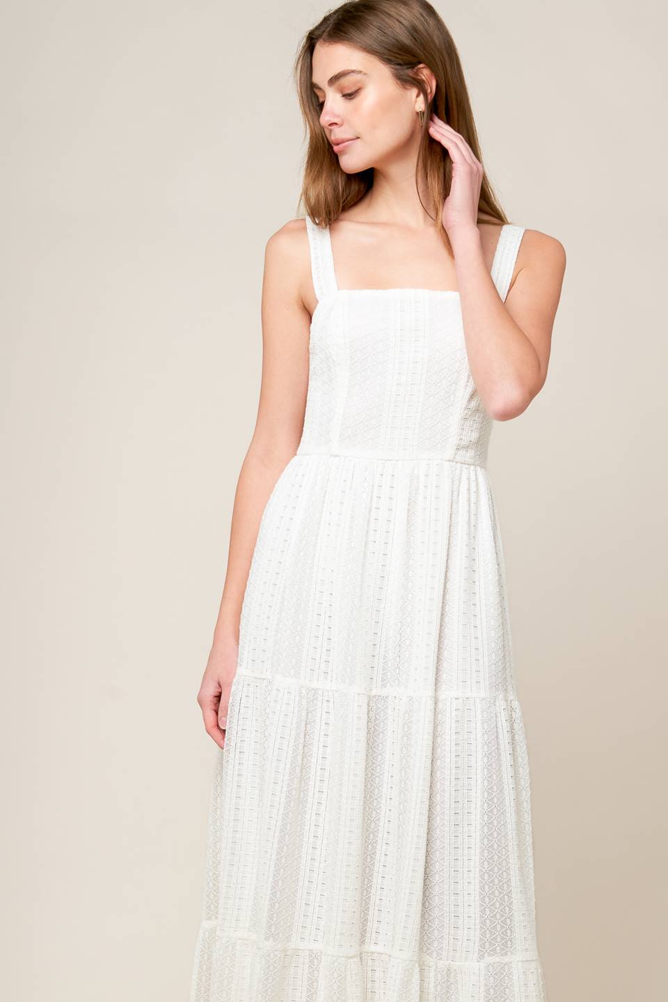 After the Rain White Lace Maxi Dress
