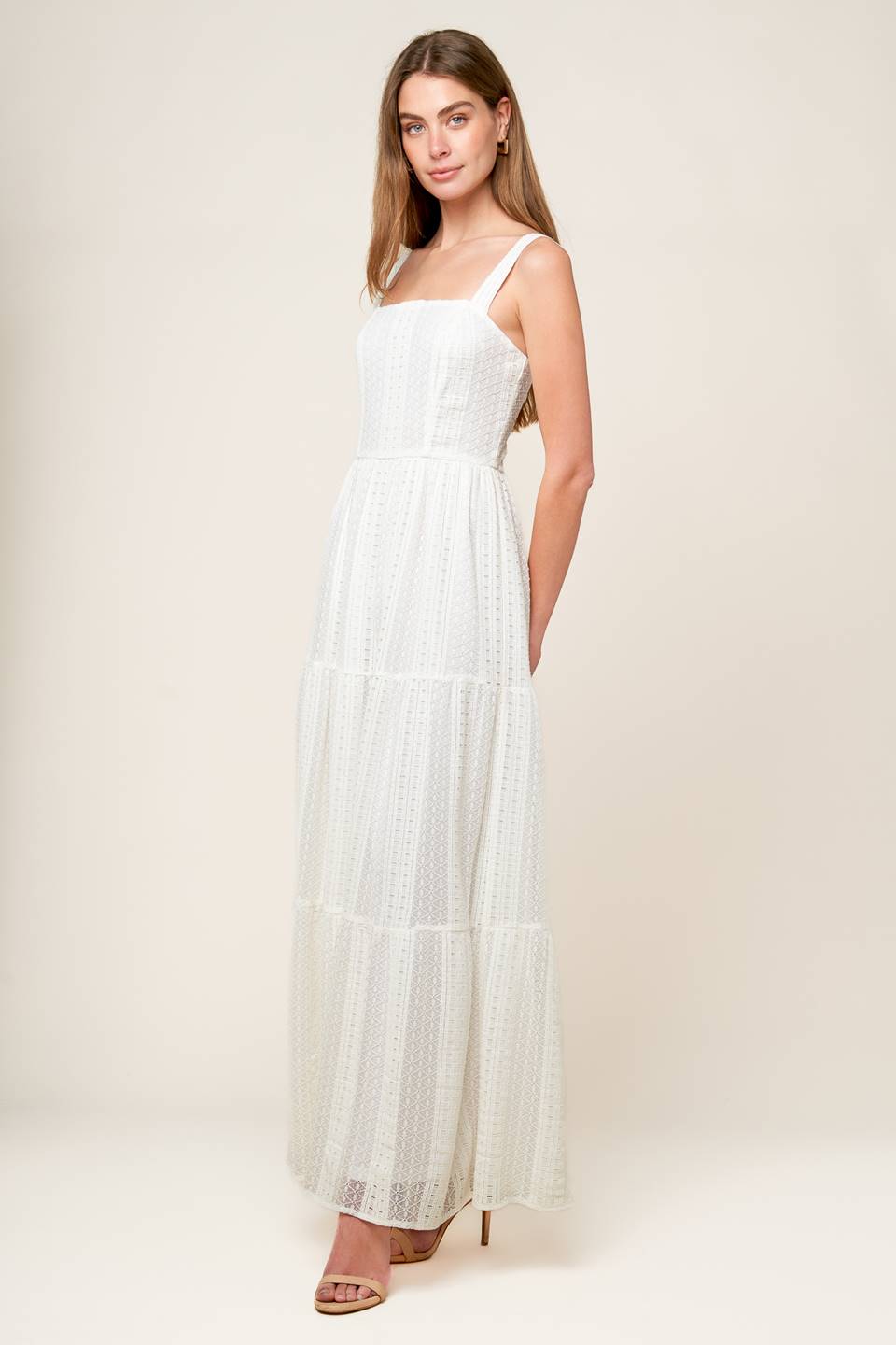 After the Rain White Lace Maxi Dress