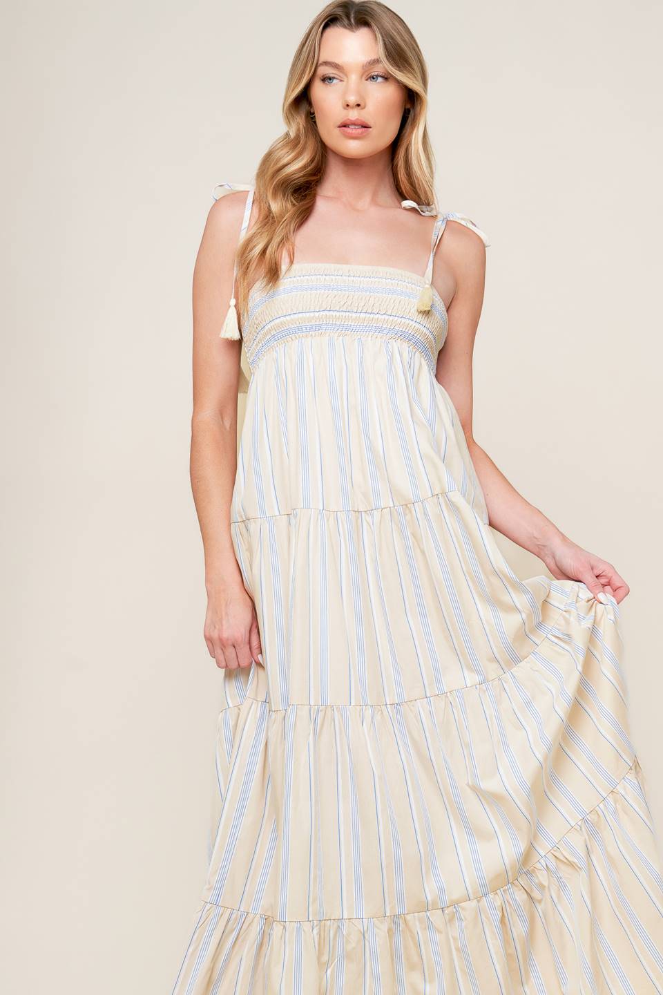 Direct- Waves of Lift Woven Maxi Dress