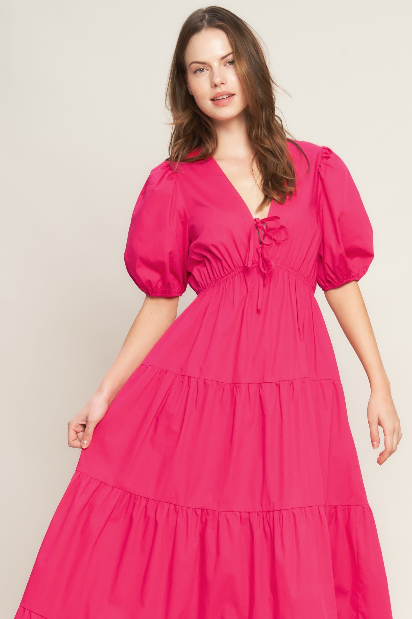 Fuchsia Summer Glow Woven Maxi Dress