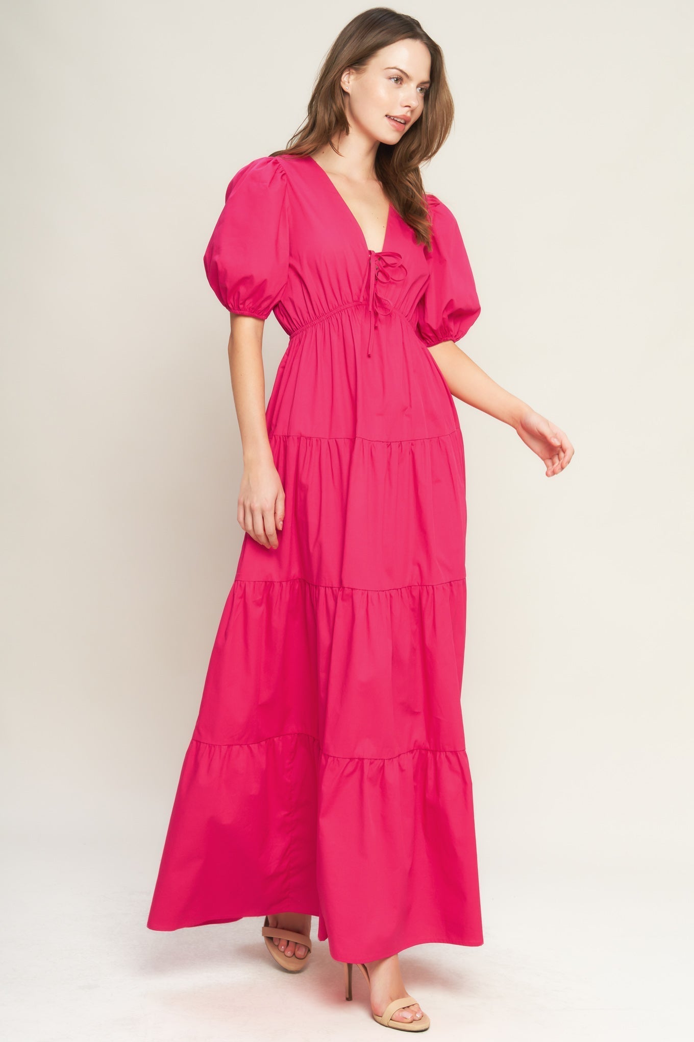 Fuchsia Summer Glow Woven Maxi Dress