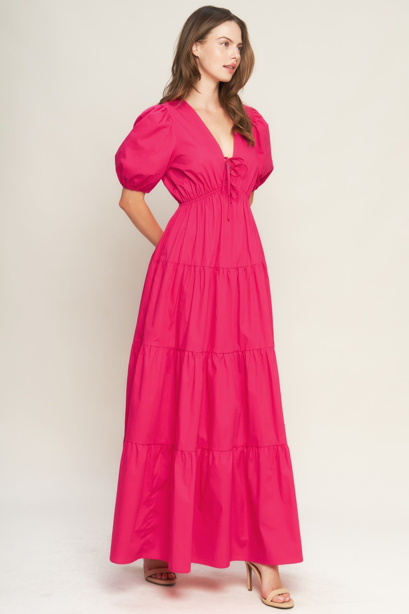 Fuchsia Summer Glow Woven Maxi Dress
