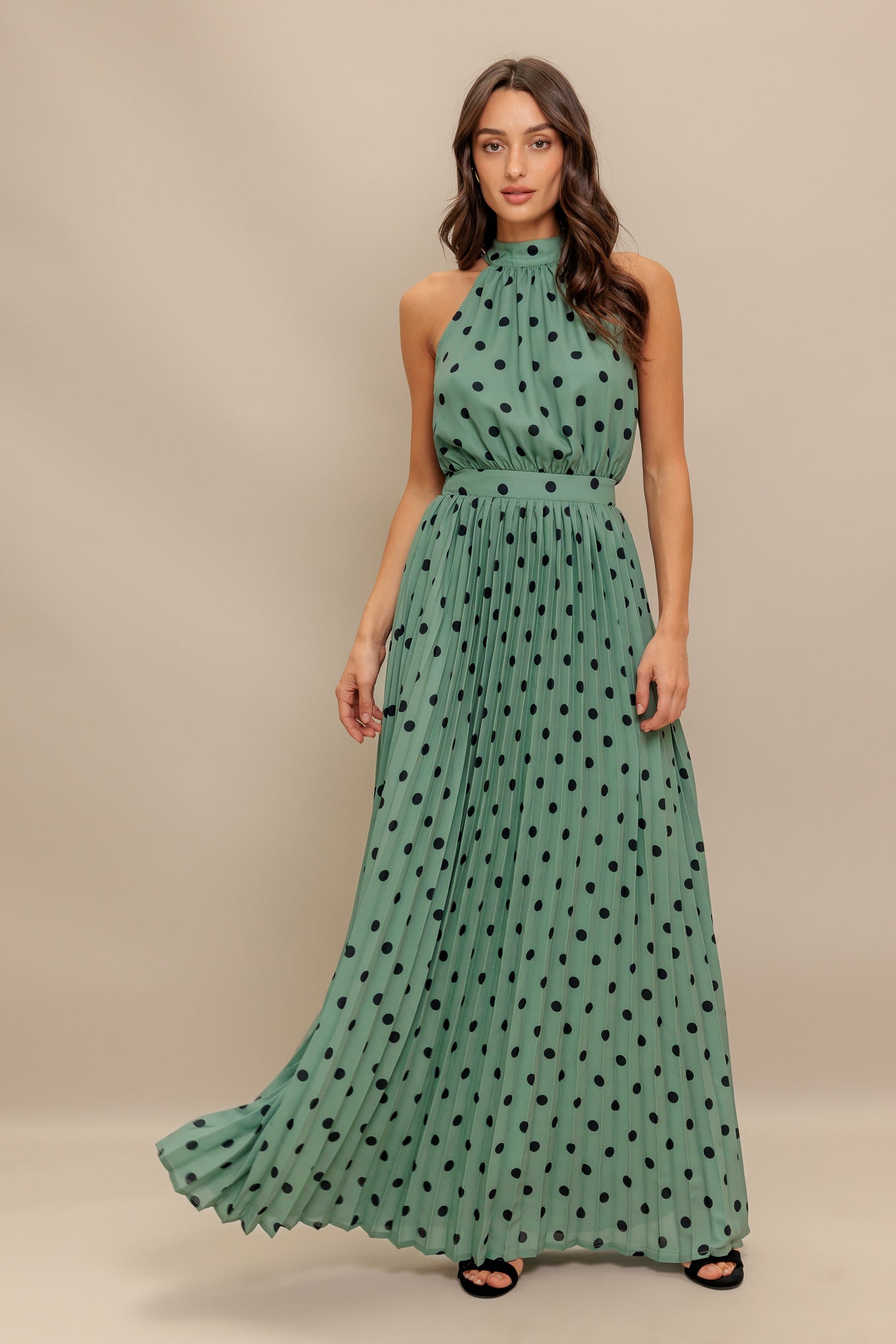 Halter Glow Dot Woven Maxi Dress