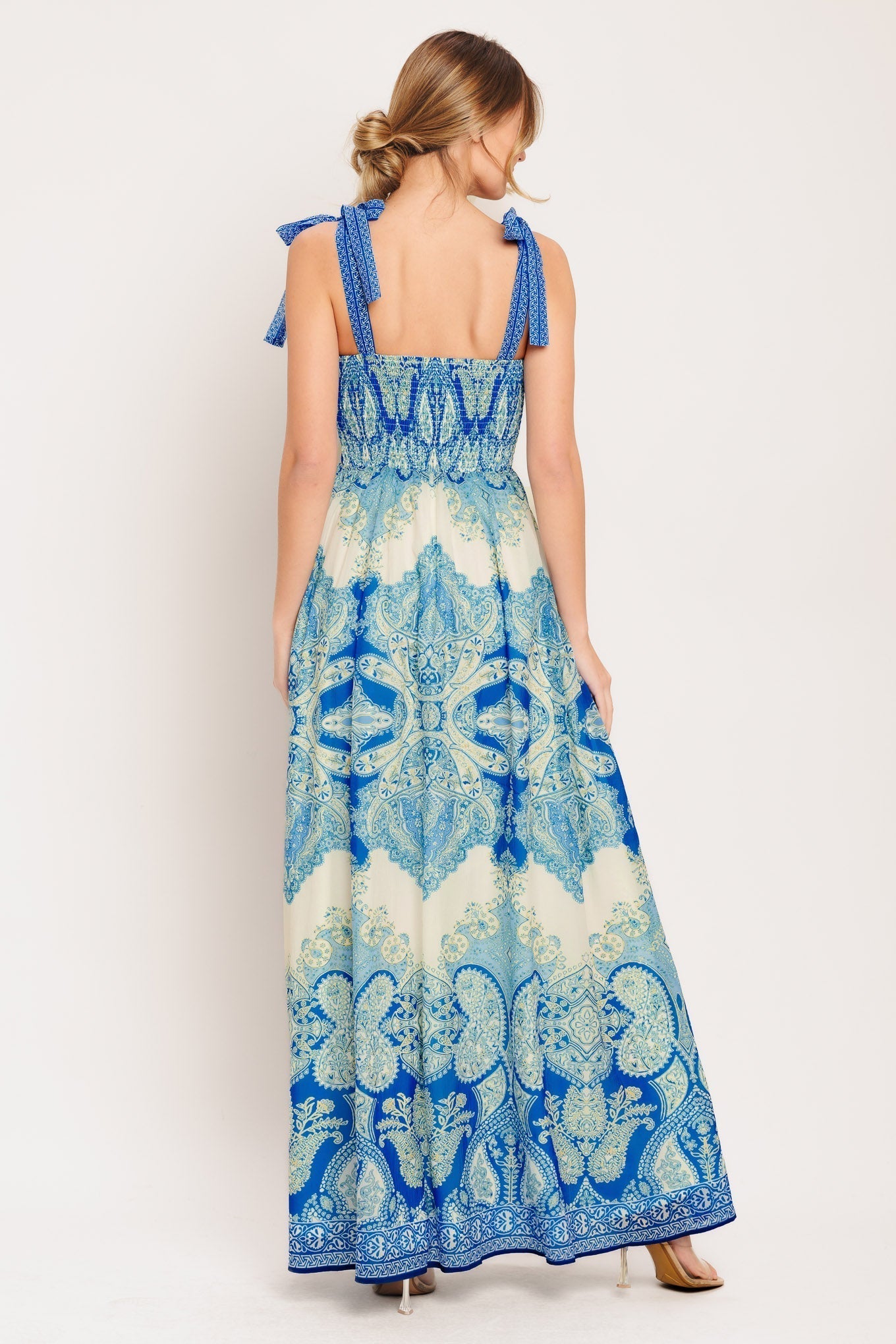 Ocean-Inspired Woven Tapestry Maxi Dress