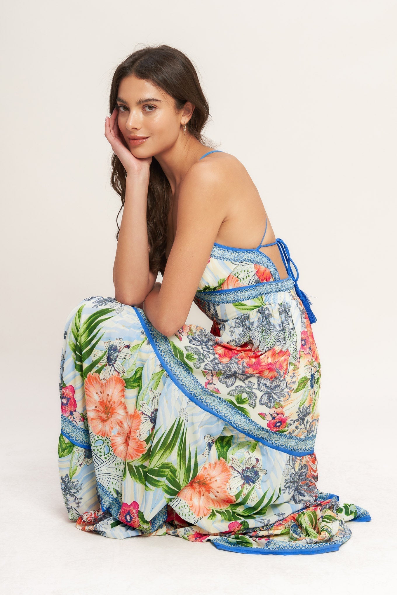 Botanical Scale Print Woven Maxi Dress