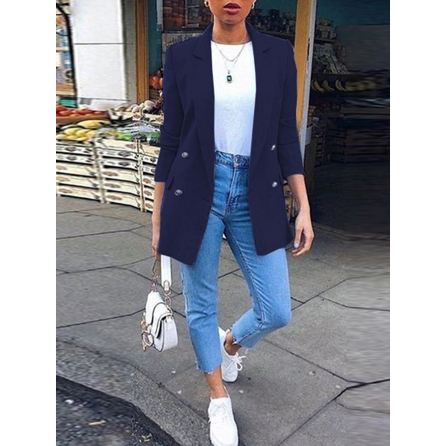 Women's Fitted Double Breasted Blazer