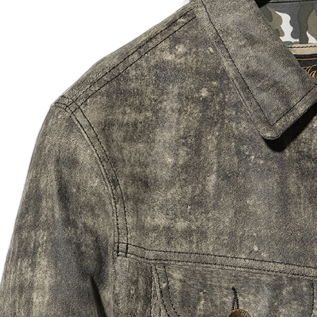 Leather Camo Jacket