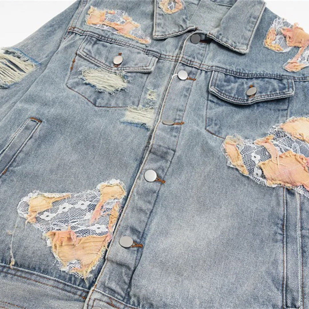 Patchwork Cargo Denim Jacket