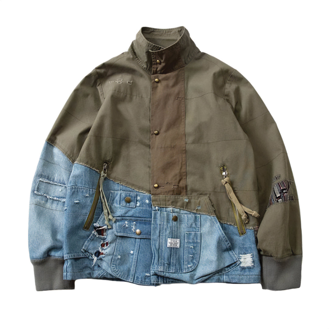 Patchwork Cargo Denim Jacket