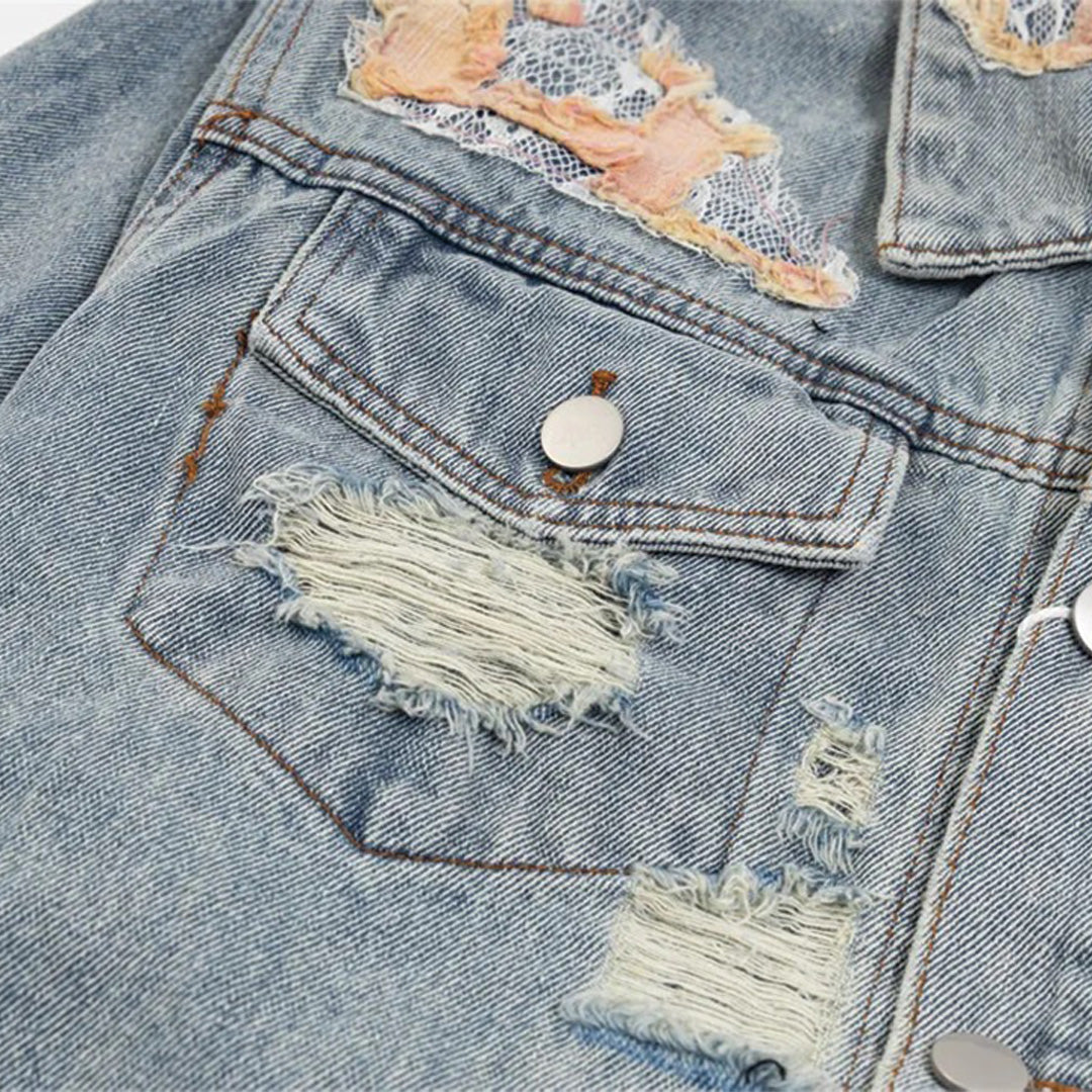 Patchwork Cargo Denim Jacket