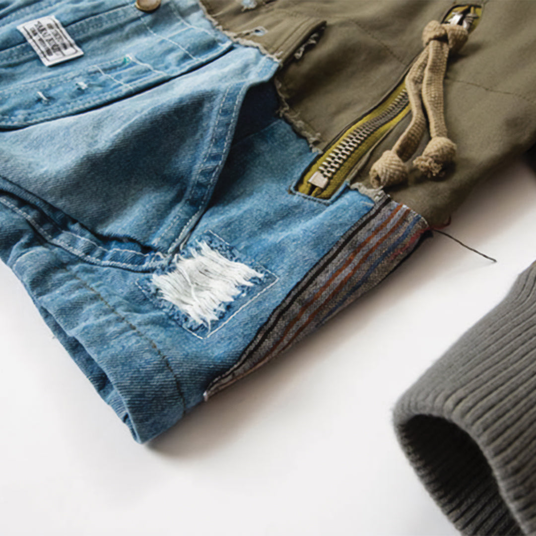 Patchwork Cargo Denim Jacket