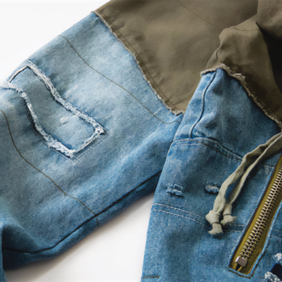 Patchwork Cargo Denim Jacket