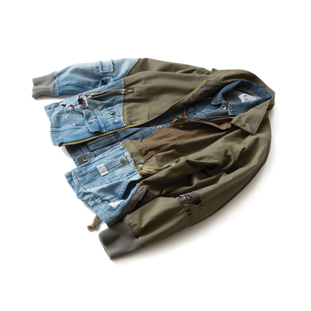 Patchwork Cargo Denim Jacket