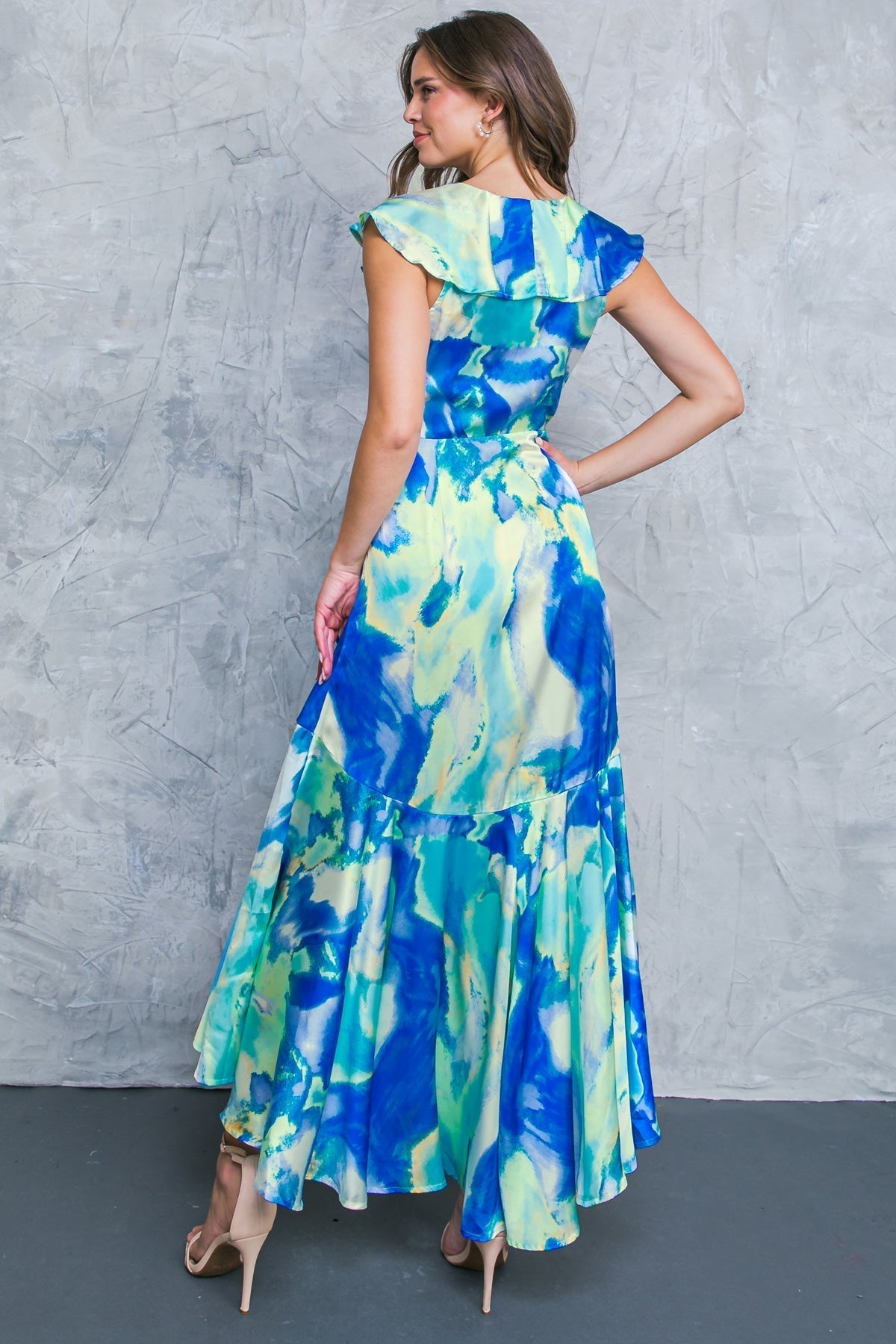 LA BEBE Woven Satin Maxi Dress