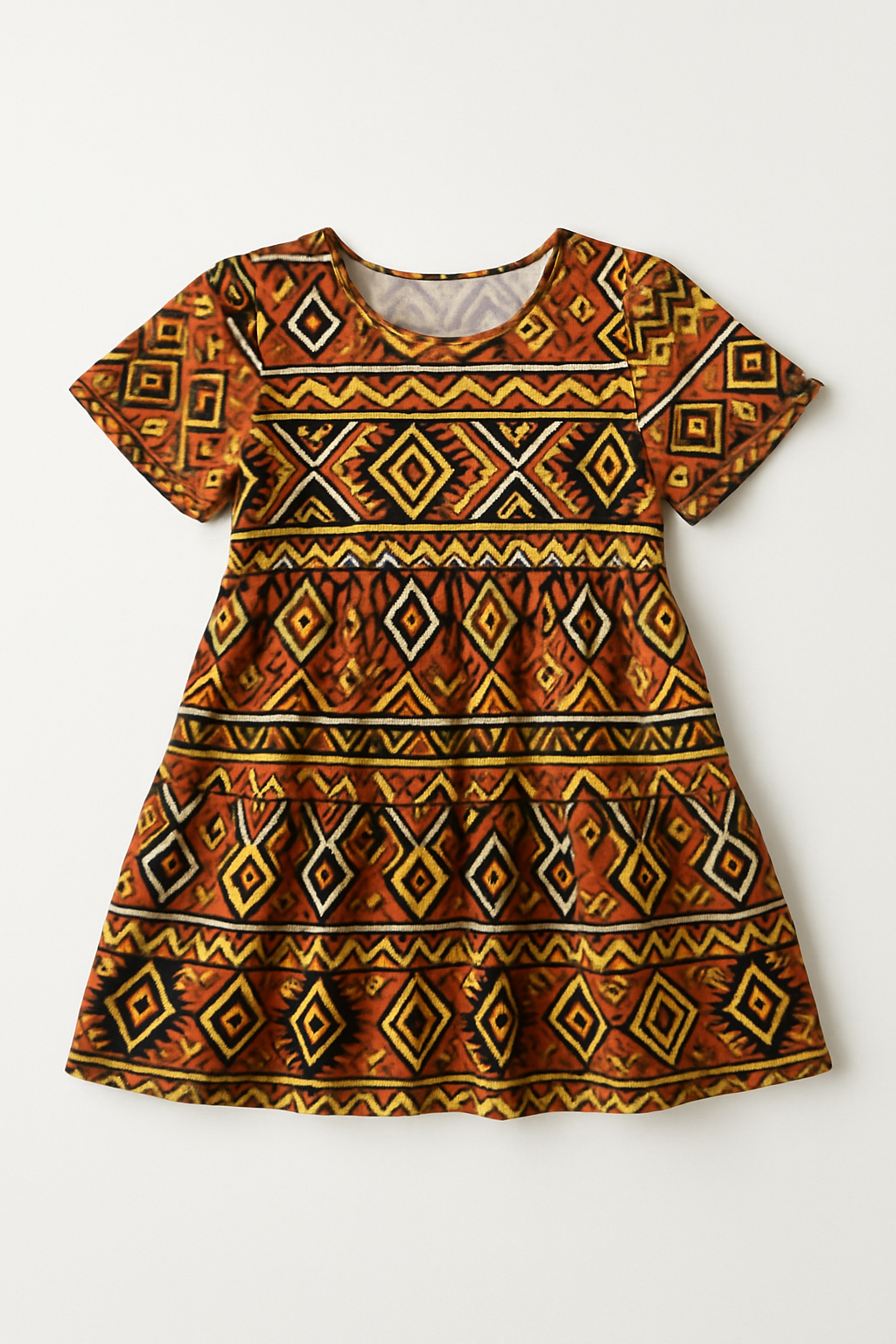 "Marrakech" Boho Geometric Tiered Mini Dress
