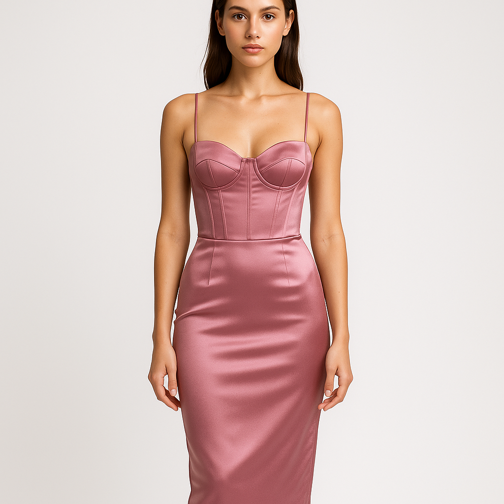 Grace Note Corset Midi Dress - Front View