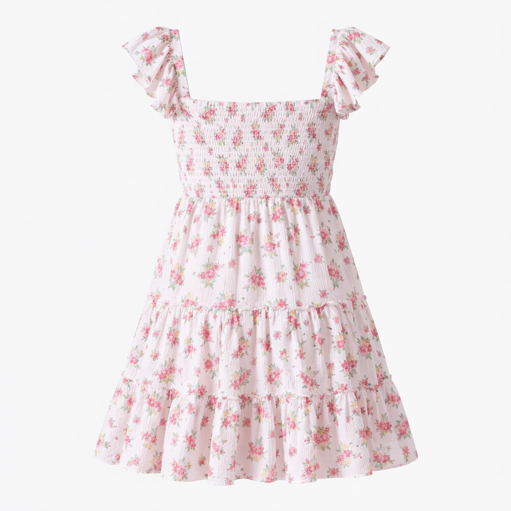 Women’s Floral Smocked Mini Dress - Short Length