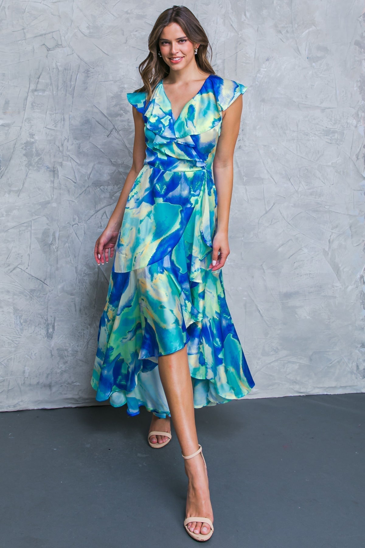LA BEBE Woven Satin Maxi Dress