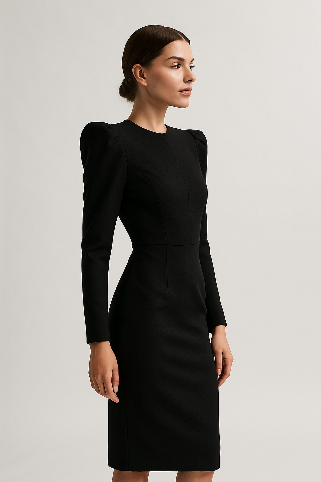 "Boss Babe" Structured Shoulder Midi Dress