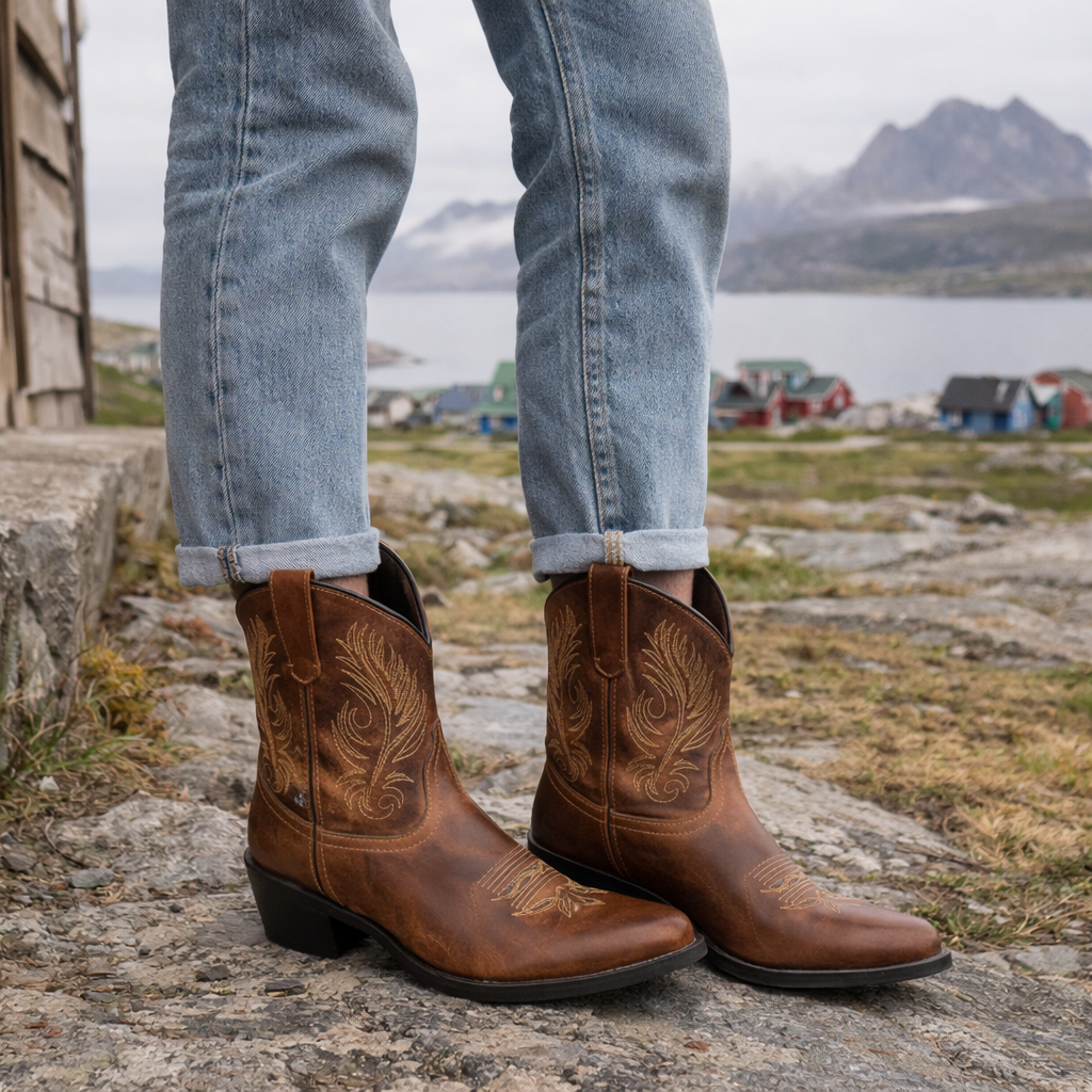 Women’s Brown Snip Toe Ankle Boots - Western Style