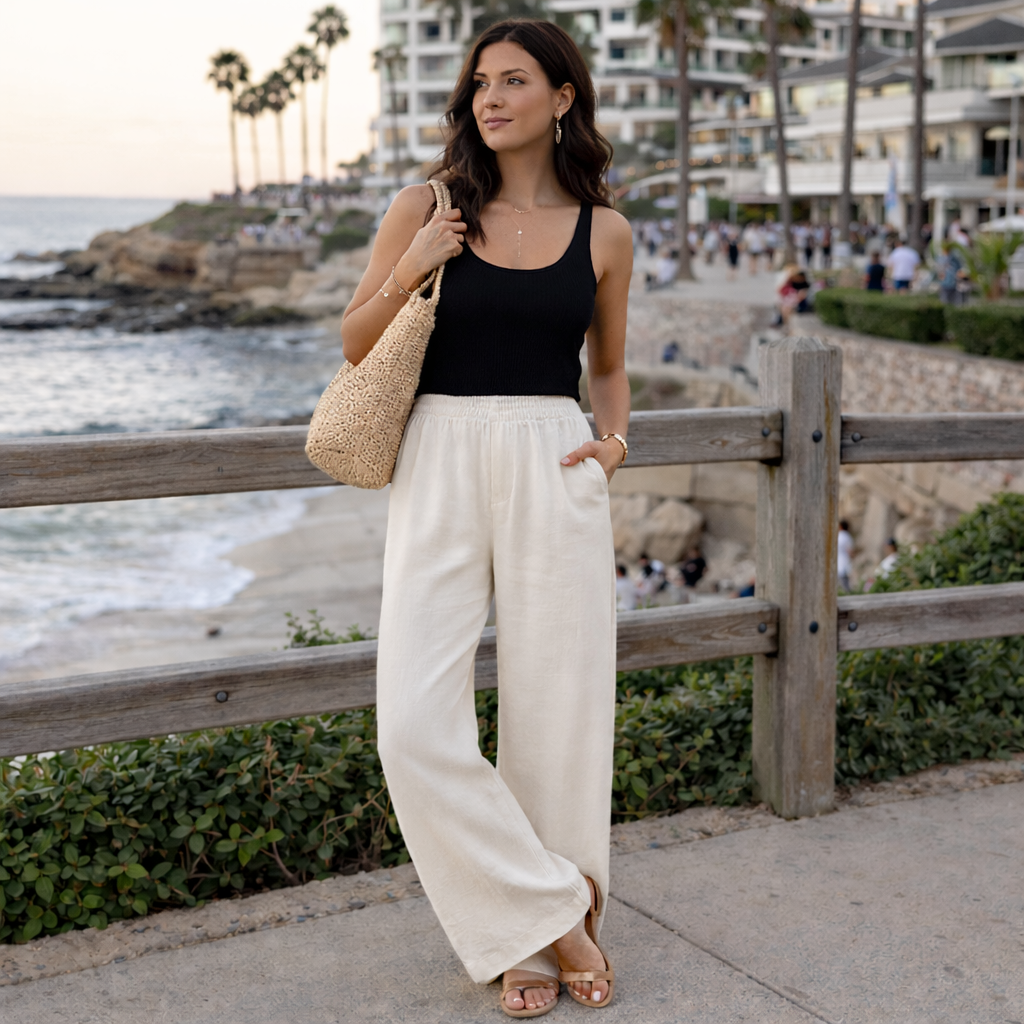 Women’s White Wide Leg Trousers - Structured