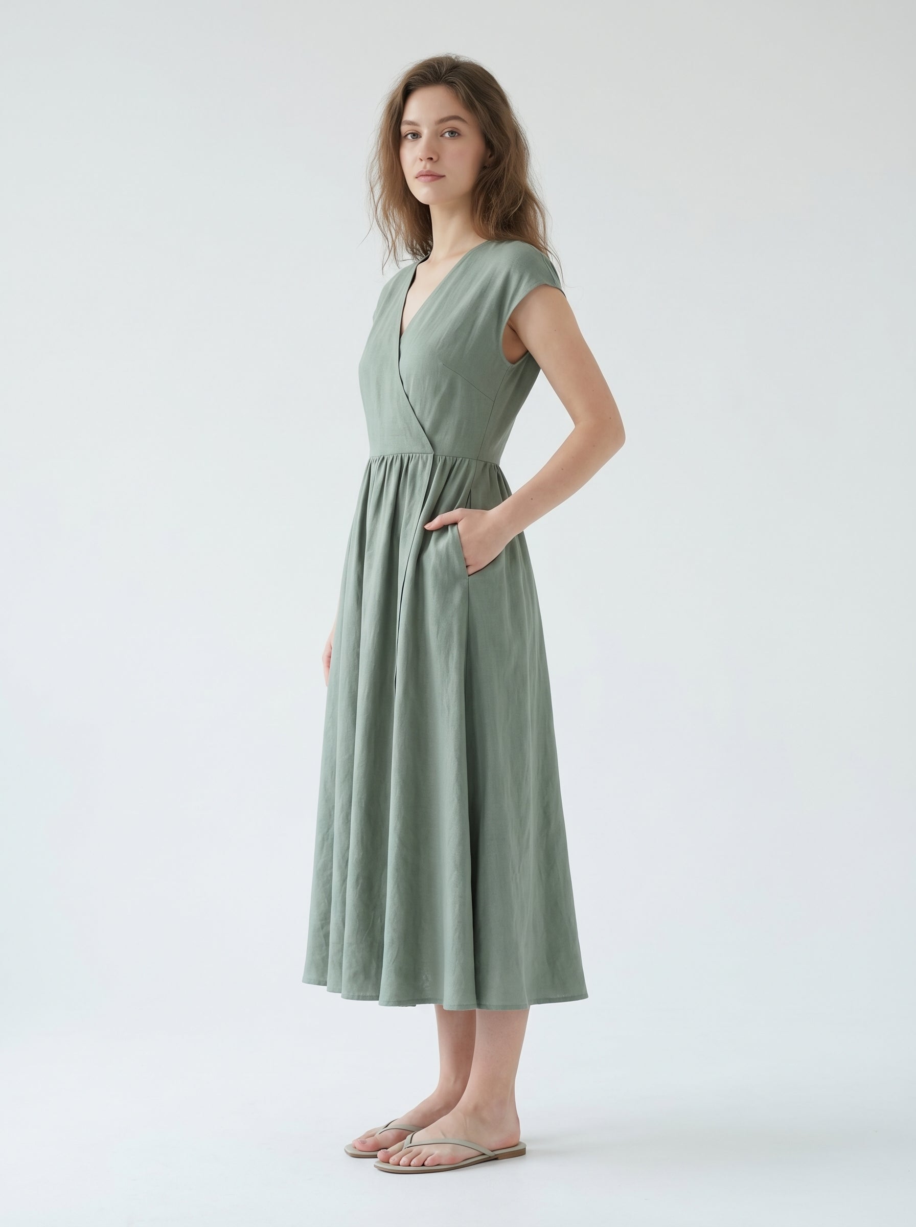 "Easy Breezy" Cross-Front Midi Dress