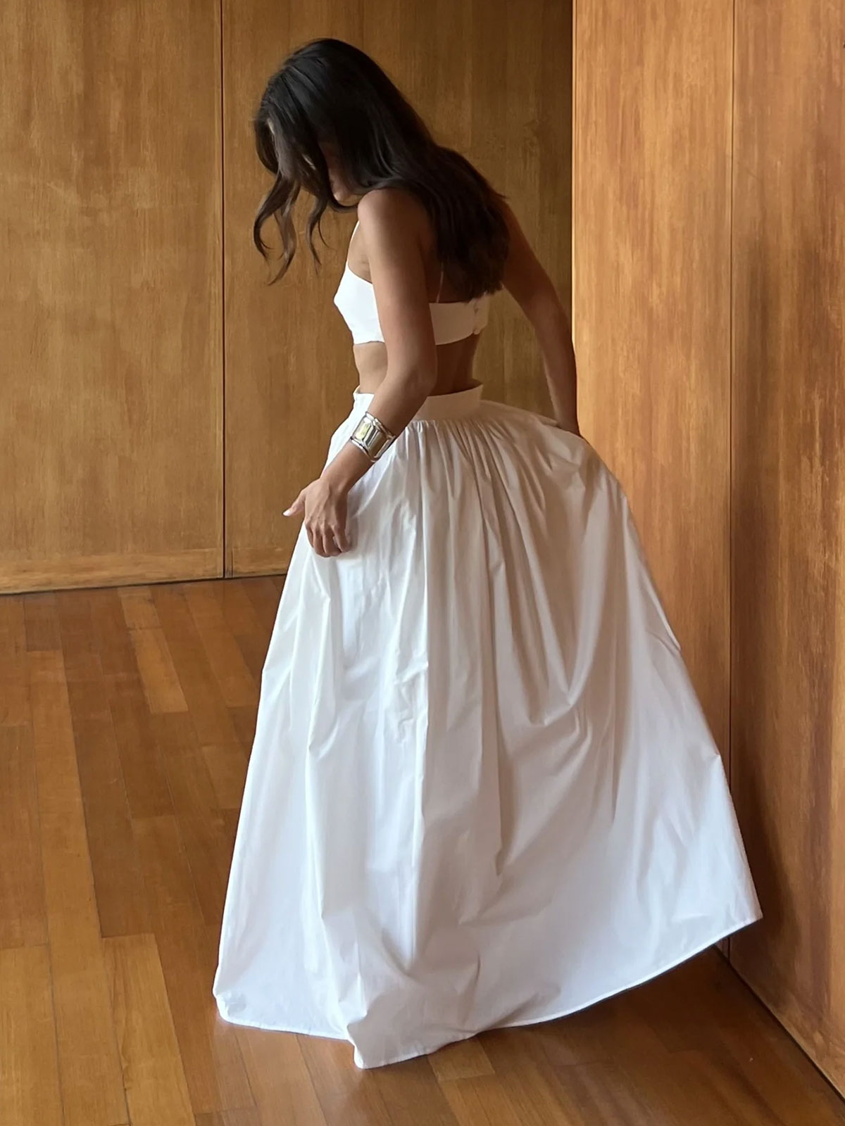 Sexy Crop Cami Top High Waist Pocket Trim Resort Two Piece Skirt Set