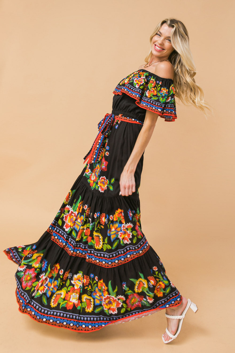 Poetic Love Print Maxi Dress