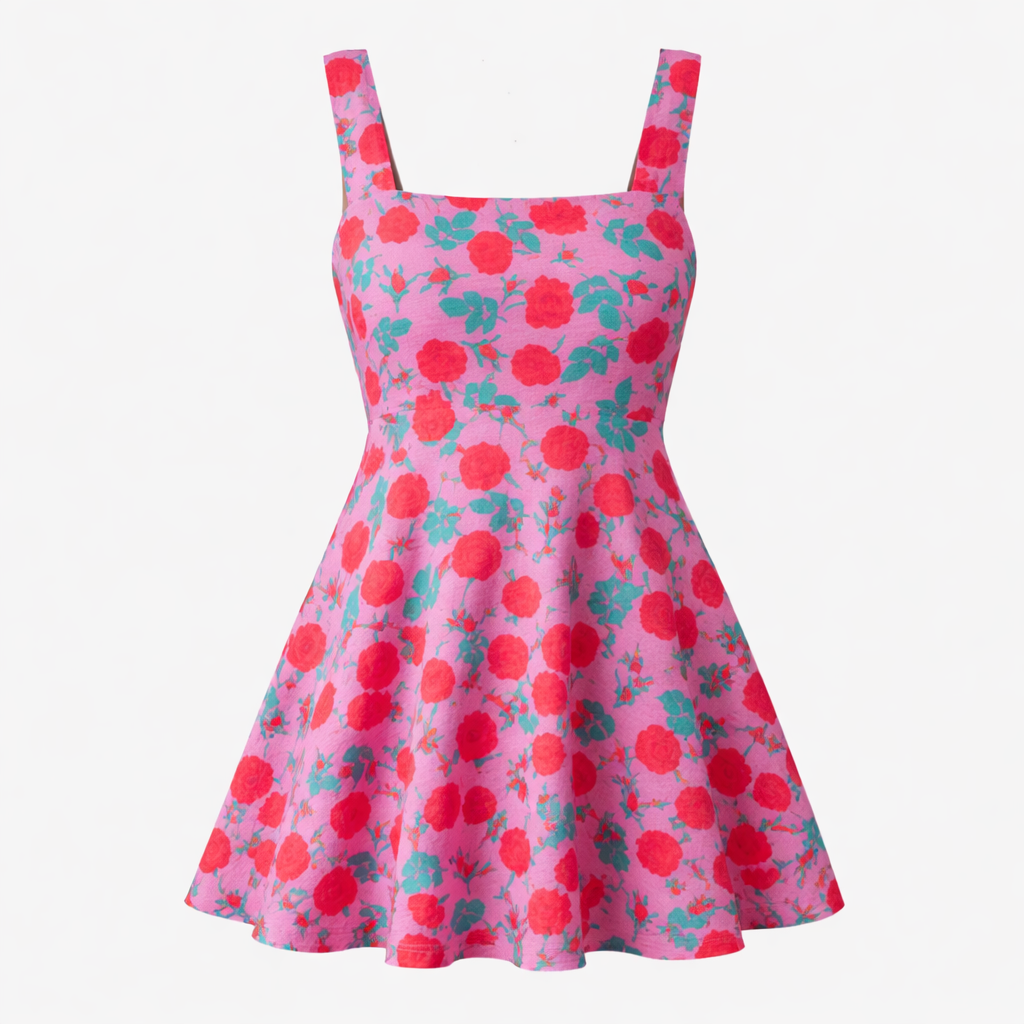 Women’s Rose Floral Structured Romper - Fitted