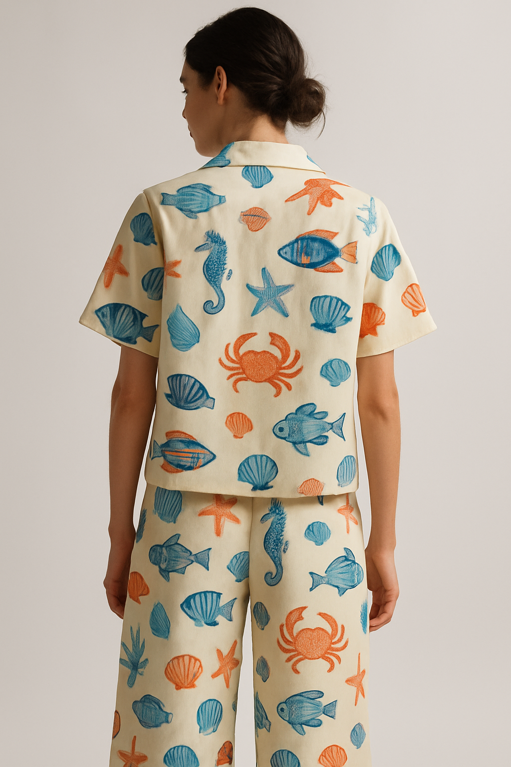 "Sardinia" Fish Print Shirt & Pants Set